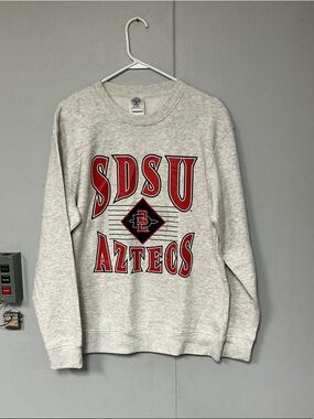 Rivalry Threads Gray Crewneck Sweatshirt with Red & Black SDSU Aztecs Logo